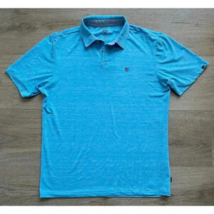 Veece Men's Short Sleeve Lightweight Polo Bright Blue Golf Shirt Large